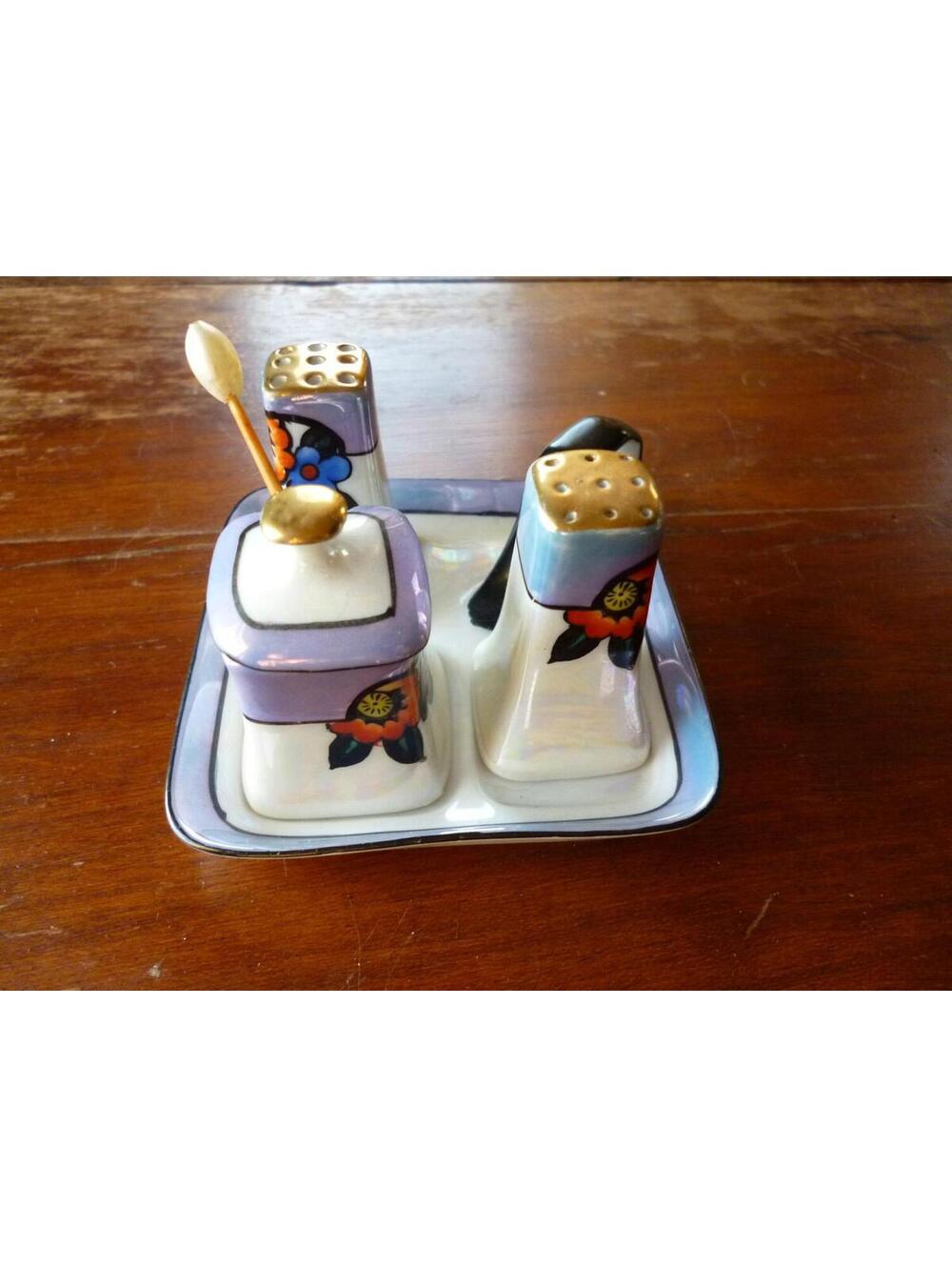 Noritake Lustreware Hand Painted Individual Condiment Set